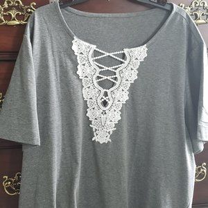 Gray V-Neck Top